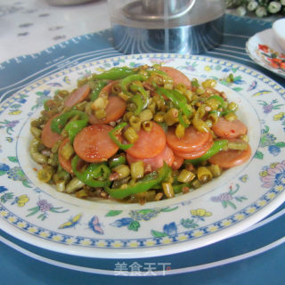 咸豆角炒肉花肠的做法步骤：10