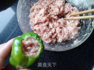 青椒酿肉的做法步骤：6