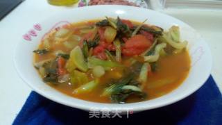 油菜西红柿面的做法步骤：5