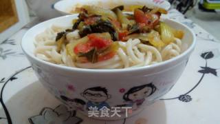 油菜西红柿面的做法步骤：6
