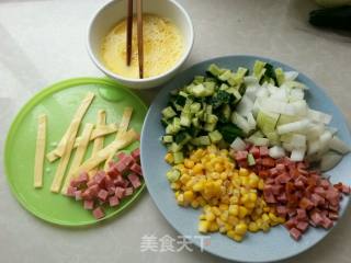 五彩芝心焗饭的做法步骤：2