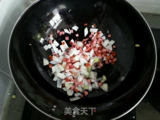 五彩芝心焗饭的做法步骤：5