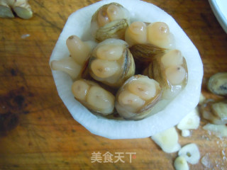打造夏日无油烟厨房---萝卜盅蒸蛏的做法步骤：4