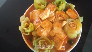 茄汁油菜豆腐的做法步骤：14