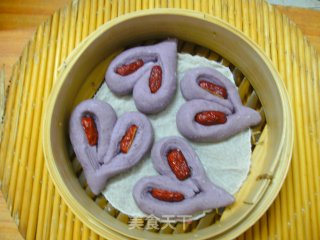紫薯豆渣心形馒头的做法步骤：14