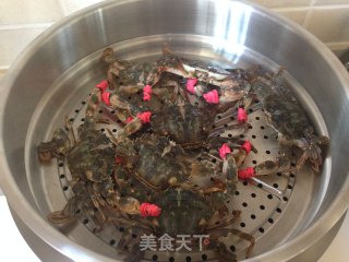 清蒸花盖蟹子的做法步骤：2