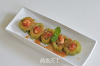 鲜虾酿苦瓜的做法步骤：7