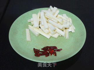 茭白炒肉片的做法步骤：2