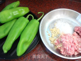 酿肉版虎皮青椒的做法步骤：1