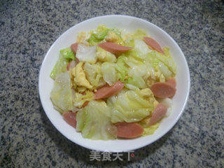 火腿肠鸡蛋炒圆白菜的做法步骤：11