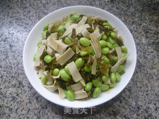 雪菜千张炒毛豆的做法步骤：13