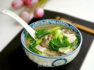 蘑菇油菜豆腐汤的做法步骤：9