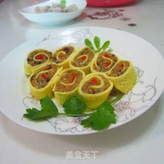 无油糯米蛋卷的做法步骤：13