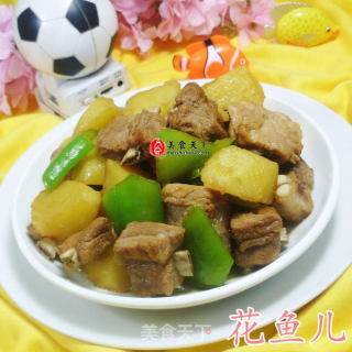 青椒土豆炒排骨的做法步骤：14