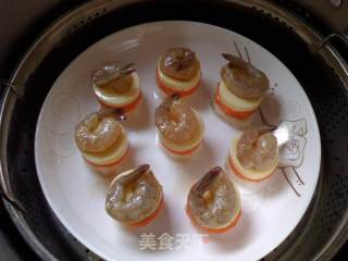 三色蒸虾仁的做法步骤：12