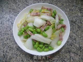 咸五花肉毛豆炒白菜的做法步骤：10