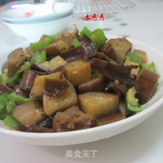 青椒木耳炒茄子的做法步骤：7