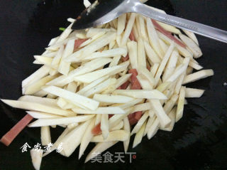 茭白炒火腿的做法步骤：6