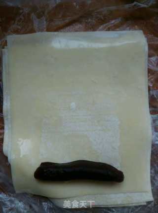 家庭版豆沙春卷的做法步骤：2