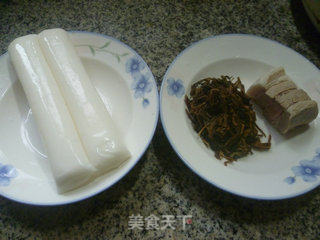 梅干菜肉丝炒年糕的做法步骤：1
