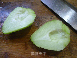 香干猪肚炒佛手瓜的做法步骤：3