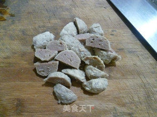 牛筋丸炒花菜的做法步骤：2