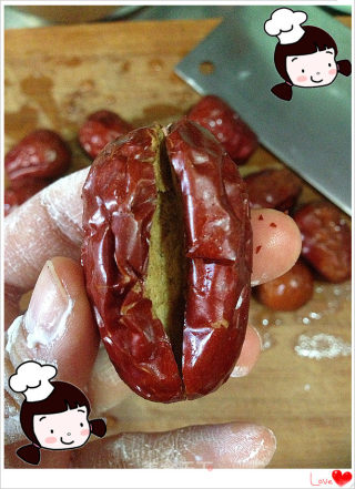 仙草阁私房菜（甜品水果）--糯米戏红枣的做法步骤：5