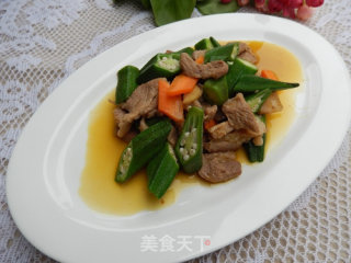 秋葵炒肉的做法步骤：14