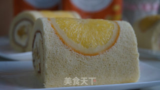 香橙戚风奶油蛋糕卷的做法步骤：22
