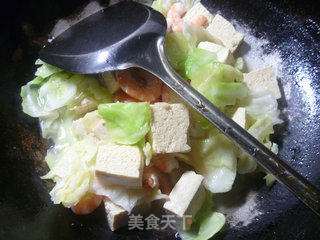 虾肉圆白菜冻豆腐的做法步骤：9