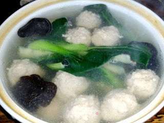 木耳青菜肉丸汤的做法步骤：7
