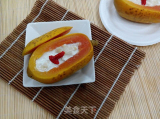 鲜奶雪耳炖木瓜的做法步骤：7