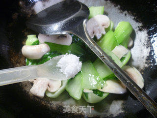蘑菇炒青菜的做法步骤：6