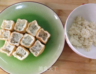 油豆腐嵌肉的做法步骤：2