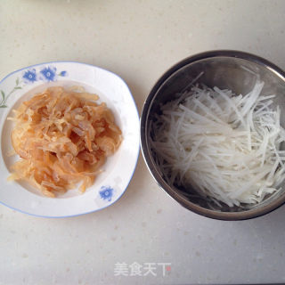 炝拌海蜇萝卜丝的做法步骤：1