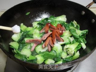 QQ肠炒青菜油条的做法步骤：9