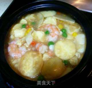 虾仁玉子豆腐煲的做法步骤：6