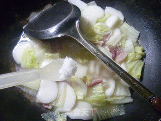 咸肉白菜煮年糕的做法步骤：7