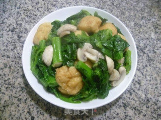 蘑菇油豆腐炒天菜芯的做法步骤：11