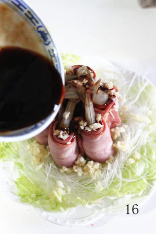 蒸蒸日上之——蒜蓉粉丝培根虾的做法步骤：16