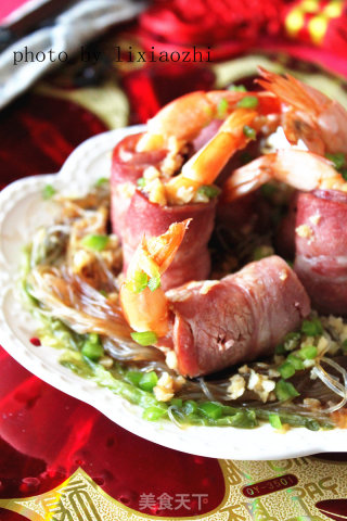蒸蒸日上之——蒜蓉粉丝培根虾的做法步骤：18