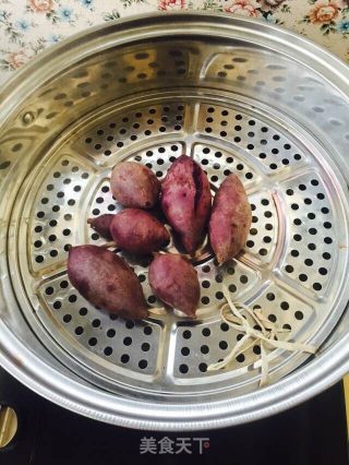 甜甜的车，香香的花——奶油紫薯的变身的做法步骤：2