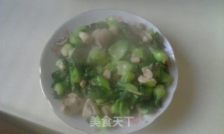青菜炒蘑菇的做法步骤：6