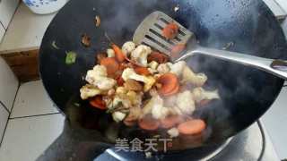 蘑菇烧菜花的做法步骤：8