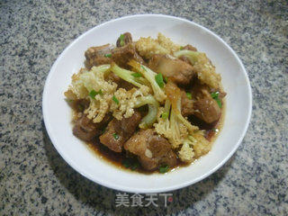 葱香花菜排骨的做法步骤：12