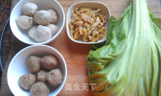 碧绿榨菜双丸羹的做法步骤：1