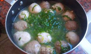 碧绿榨菜双丸羹的做法步骤：8