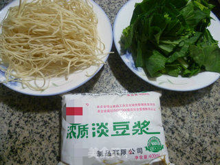 豆浆油菜蕻煮面的做法步骤：1