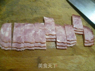 培根梅豆炒花菜的做法步骤：2