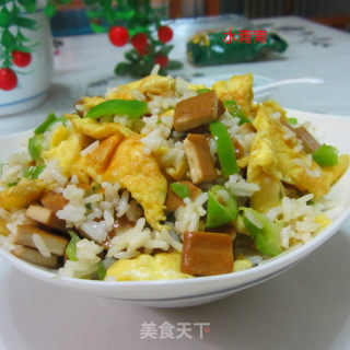 鸡蛋豆腐丁炒饭的做法步骤：13